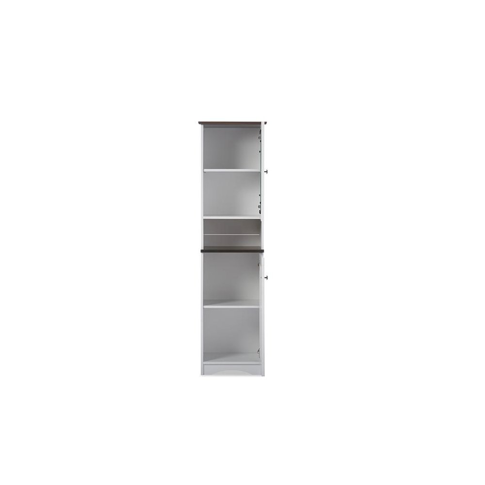 Two-tone White and Dark Brown Buffet and Hutch Kitchen Cabinet. Picture 3