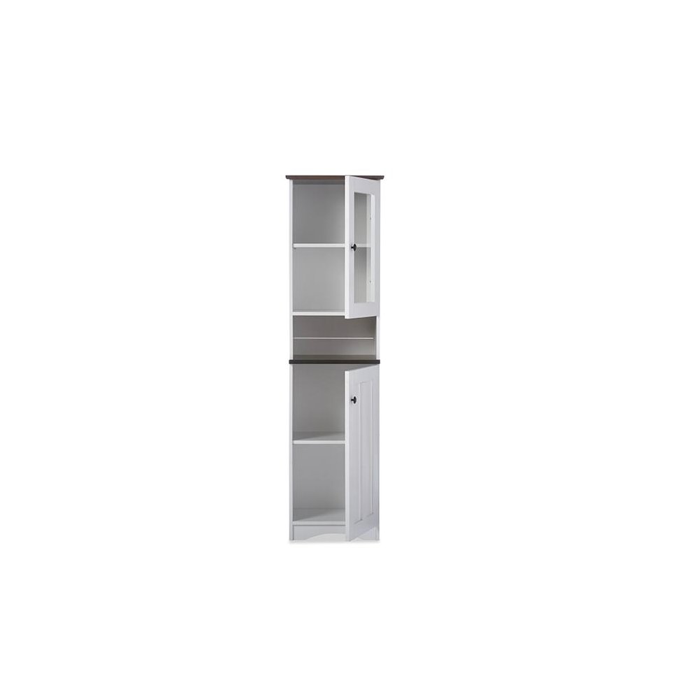 Two-tone White and Dark Brown Buffet and Hutch Kitchen Cabinet. Picture 4
