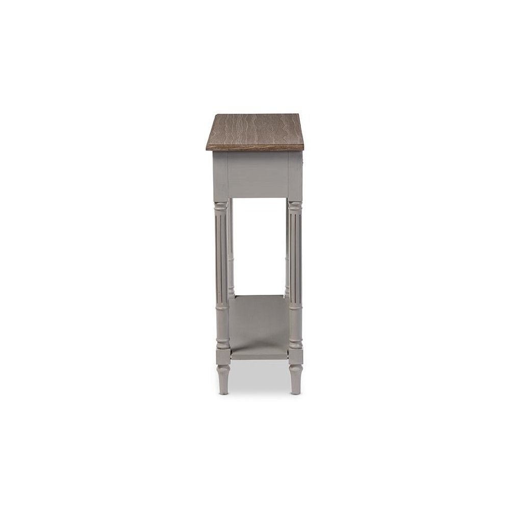 White Wash Distressed Wood and Grey Two-tone 1-drawer Console Table. Picture 2