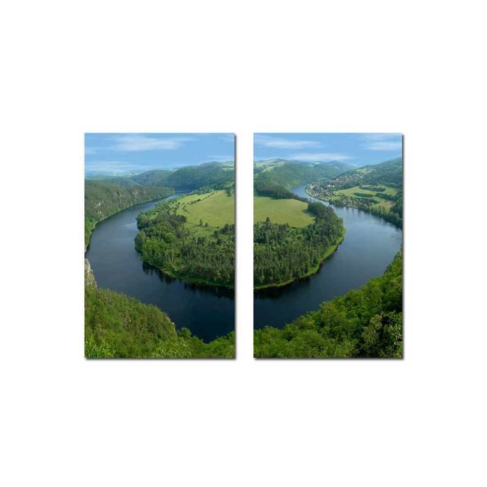 Wraparound Waterway #2 Mounted Photography Print Diptych Multi. Picture 1