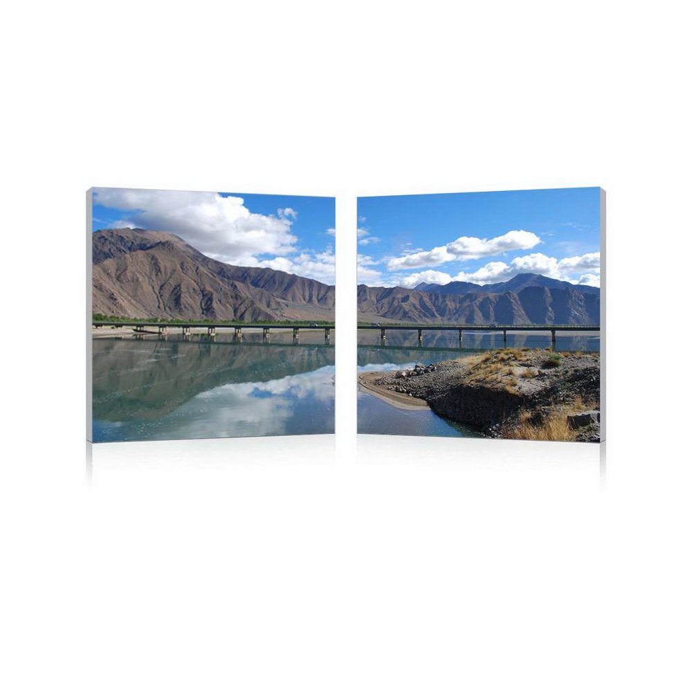 Causeway through the Mountains Mounted Photography Print Diptych Multi. Picture 1