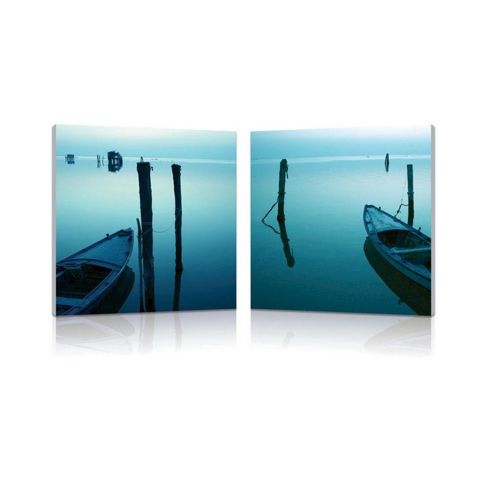 Idle Shore Mounted Photography Print Diptych Multi. Picture 1