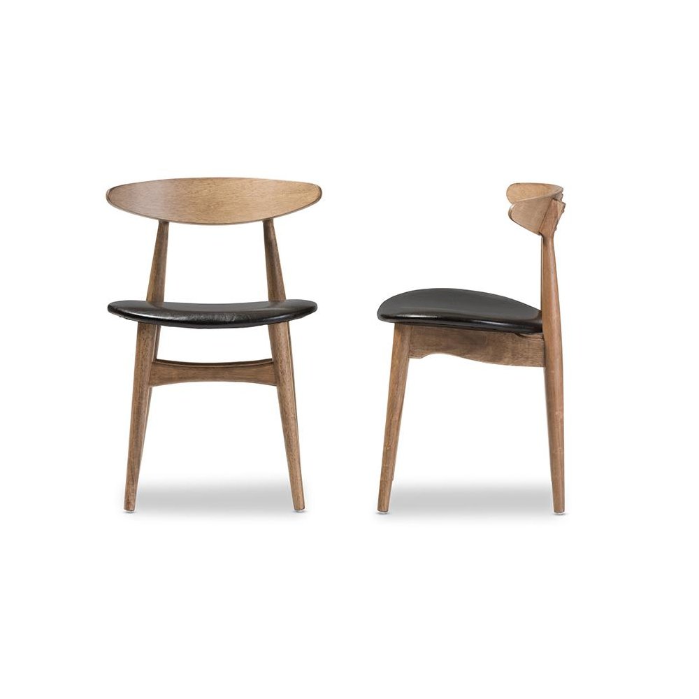 Leather and "Oak" Light Brown Finishing Wood Dining Chair. Picture 3