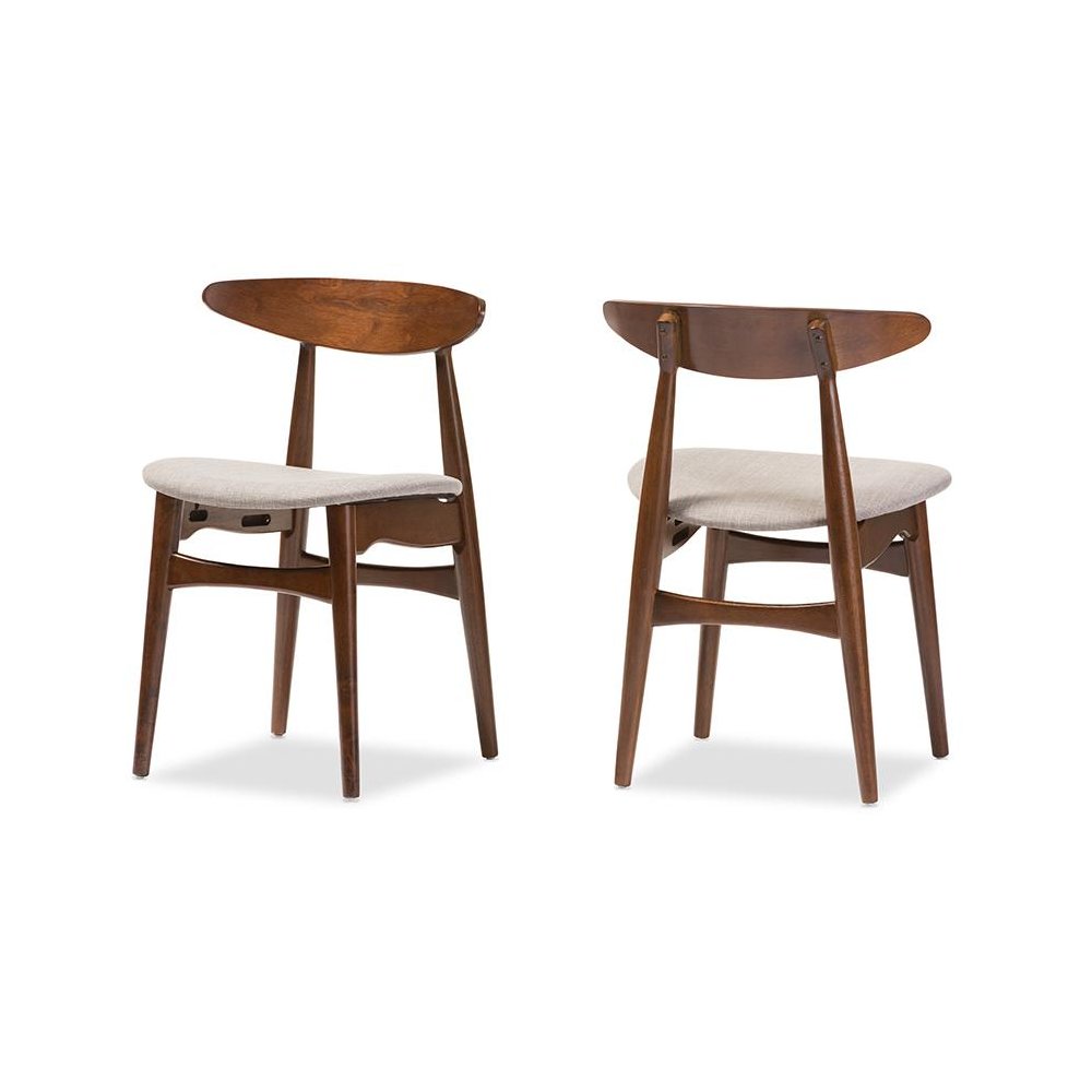 Modern Light Grey Fabric and "Oak" Medium Brown Finishing Wood Dining Chair. Picture 1