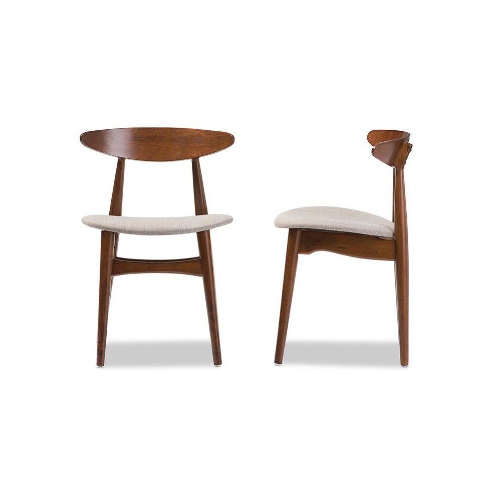 Modern Light Grey Fabric and "Oak" Medium Brown Finishing Wood Dining Chair. Picture 3