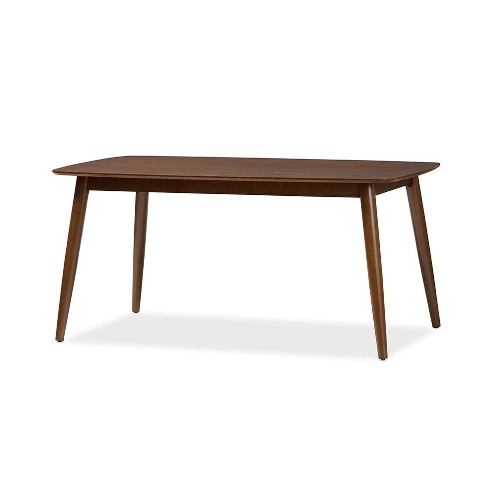 Flora Mid-Century Modern "Oak" Medium Brown Finishing Wood Dining Table. Picture 1