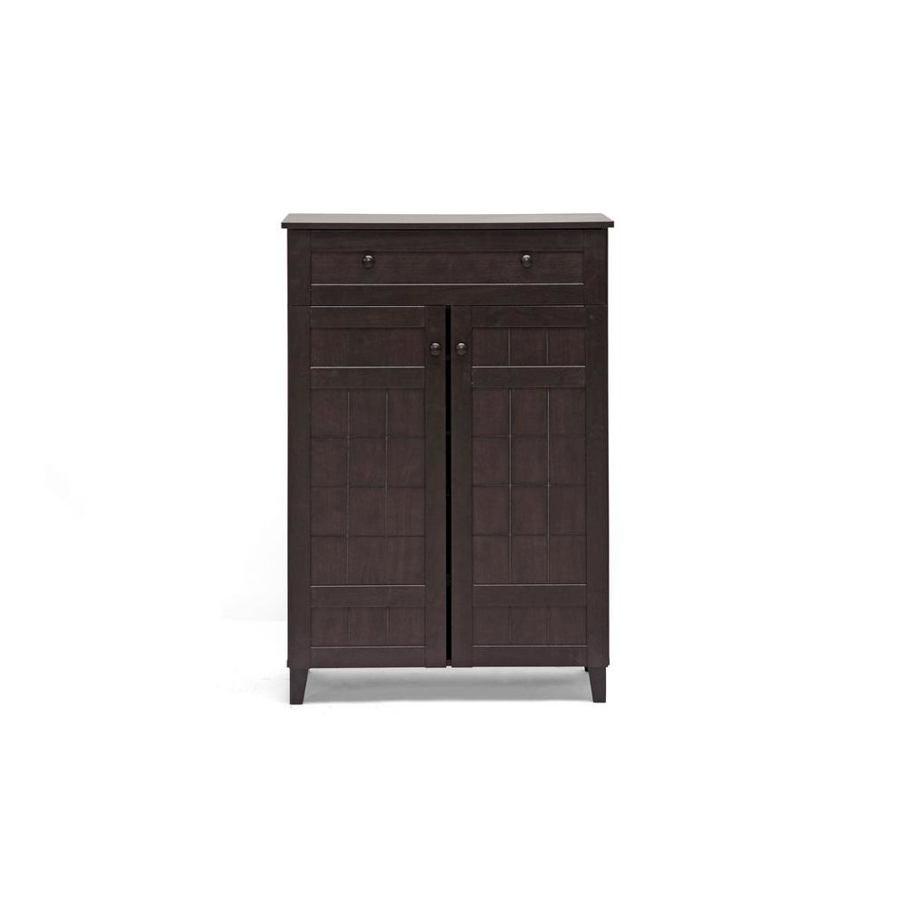 Baxton Studio Glidden Dark Brown Wood Modern Shoe Cabinet (Tall). Picture 3