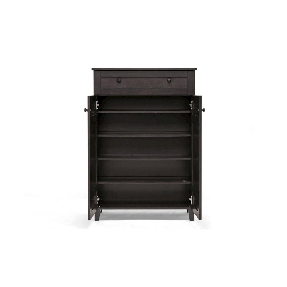 Baxton Studio Glidden Dark Brown Wood Modern Shoe Cabinet (Tall). Picture 1