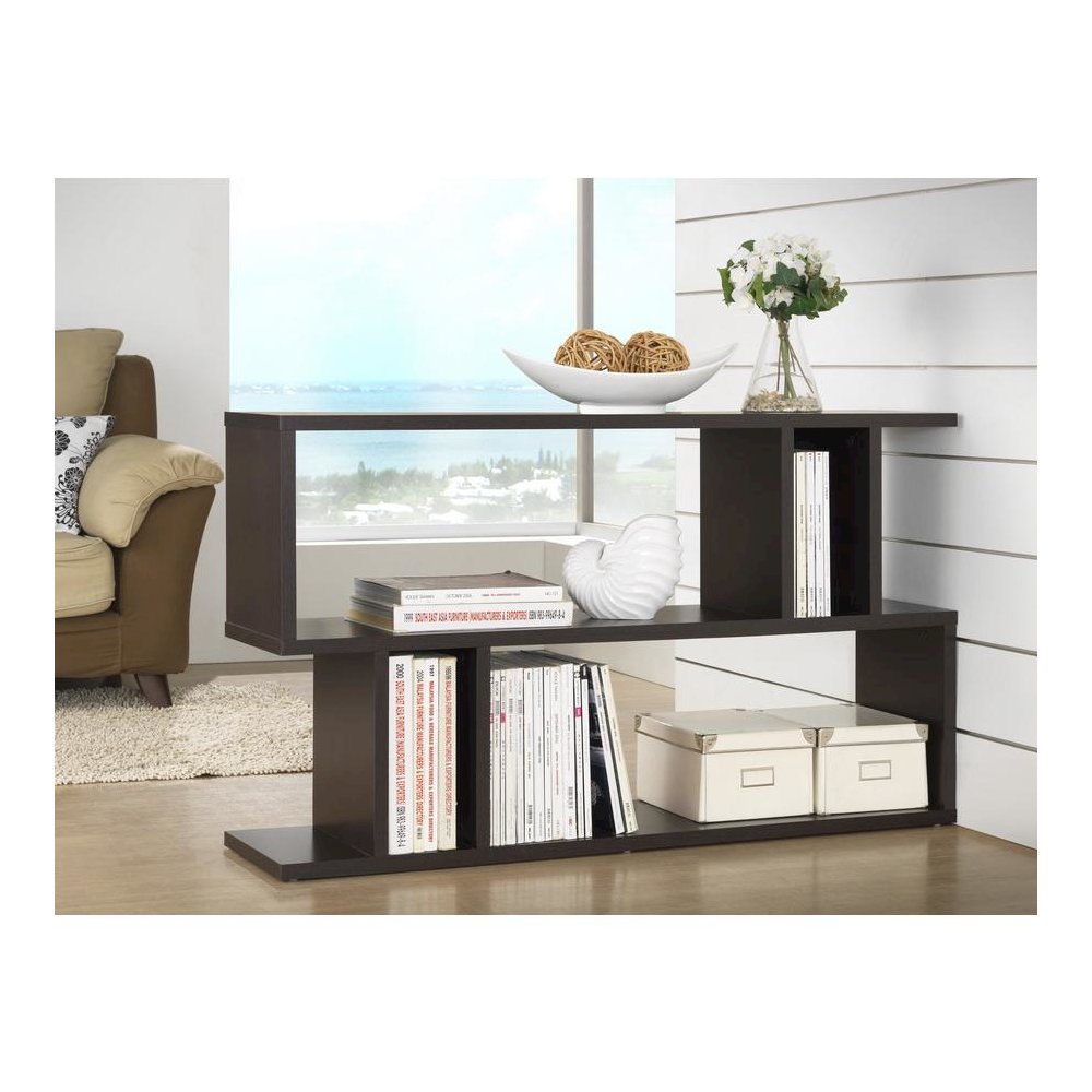 Baxton Studio Goodwin 2-Level Dark Brown Modern Bookshelf. Picture 2