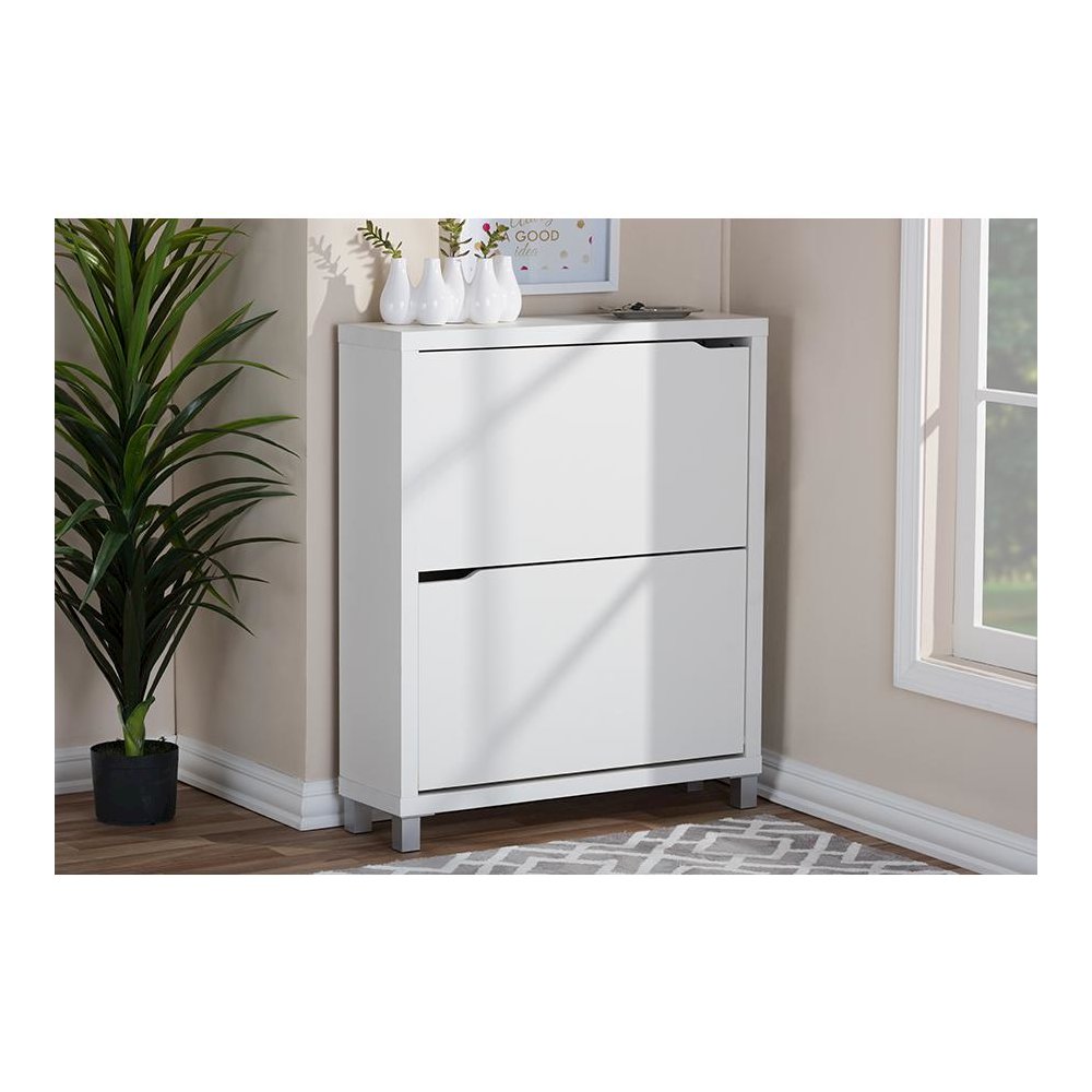 Baxton Studio Simms White Modern Shoe Cabinet. Picture 2