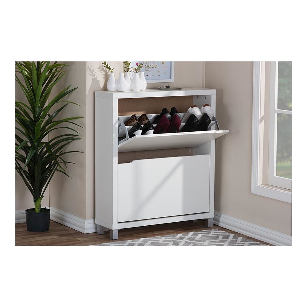 Baxton Studio Simms White Modern Shoe Cabinet. Picture 1
