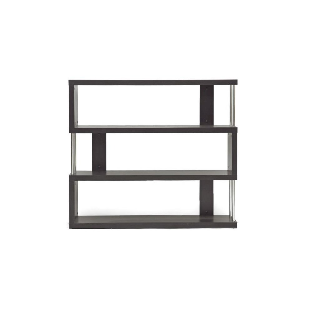 Baxton Studio Barnes Dark Brown Three-Shelf Modern Bookcase. Picture 3