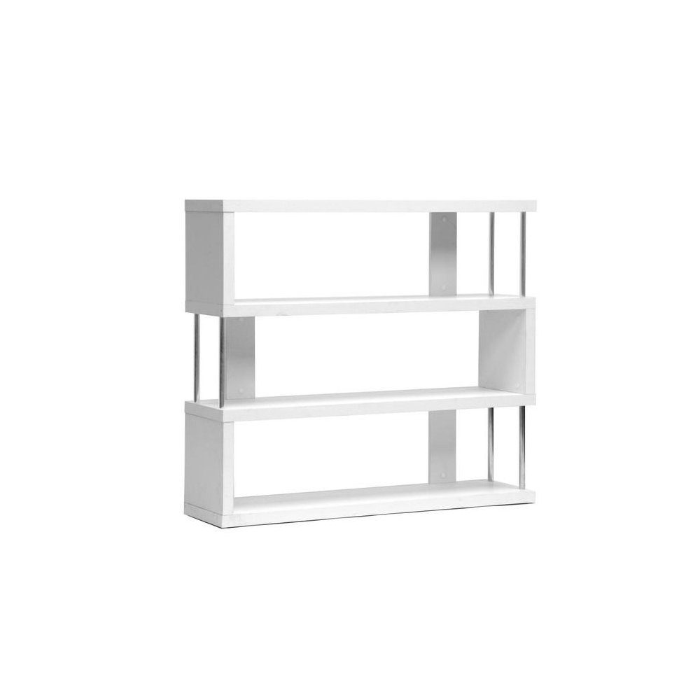 Baxton Studio Barnes White Three-Shelf Modern Bookcase. Picture 1