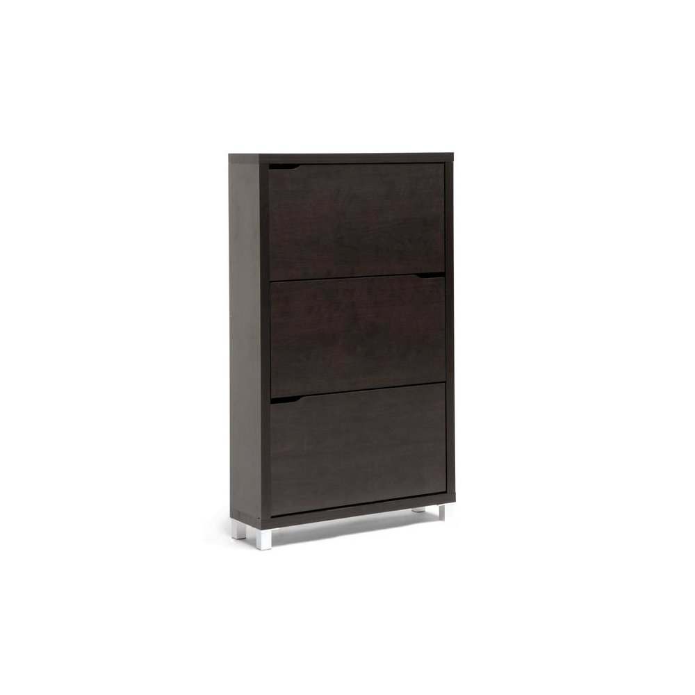 Baxton Studio Simms Dark Brown Modern Shoe Cabinet. Picture 5