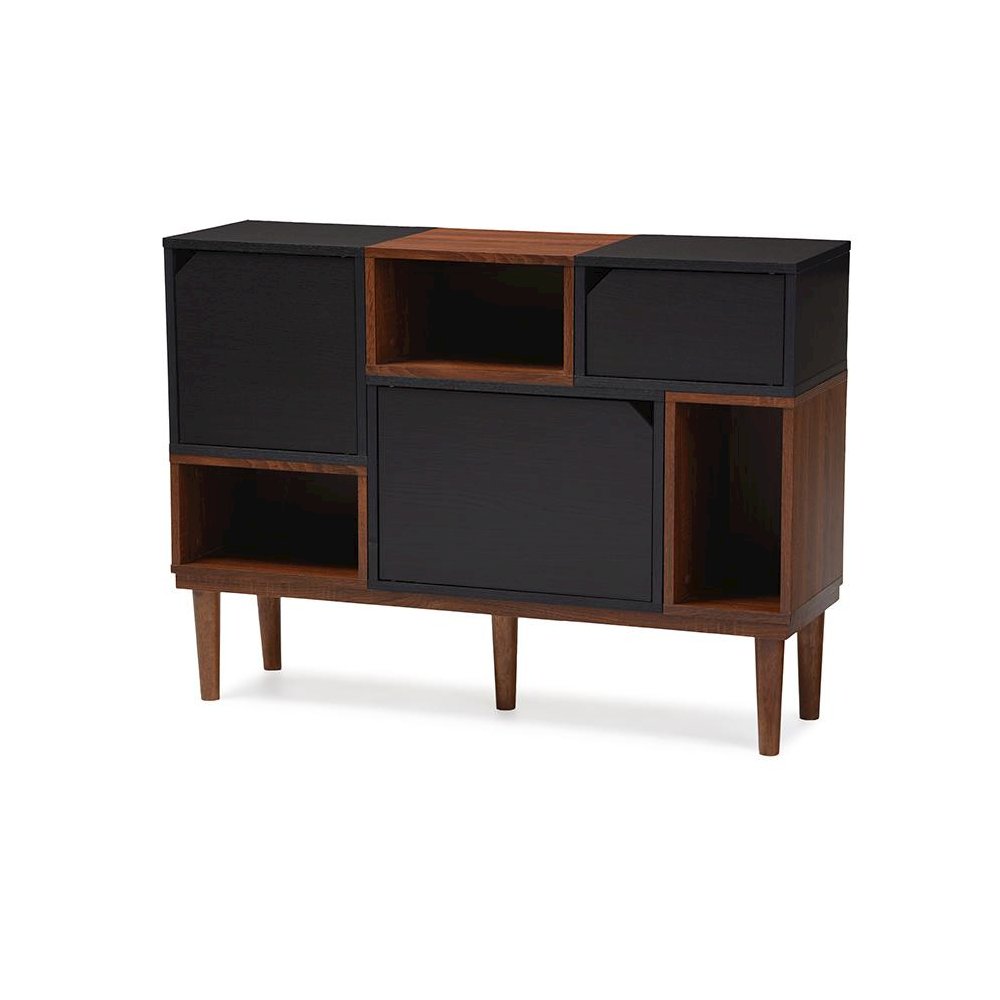 Oak and Espresso Wood Sideboard Storage Cabinet. Picture 1