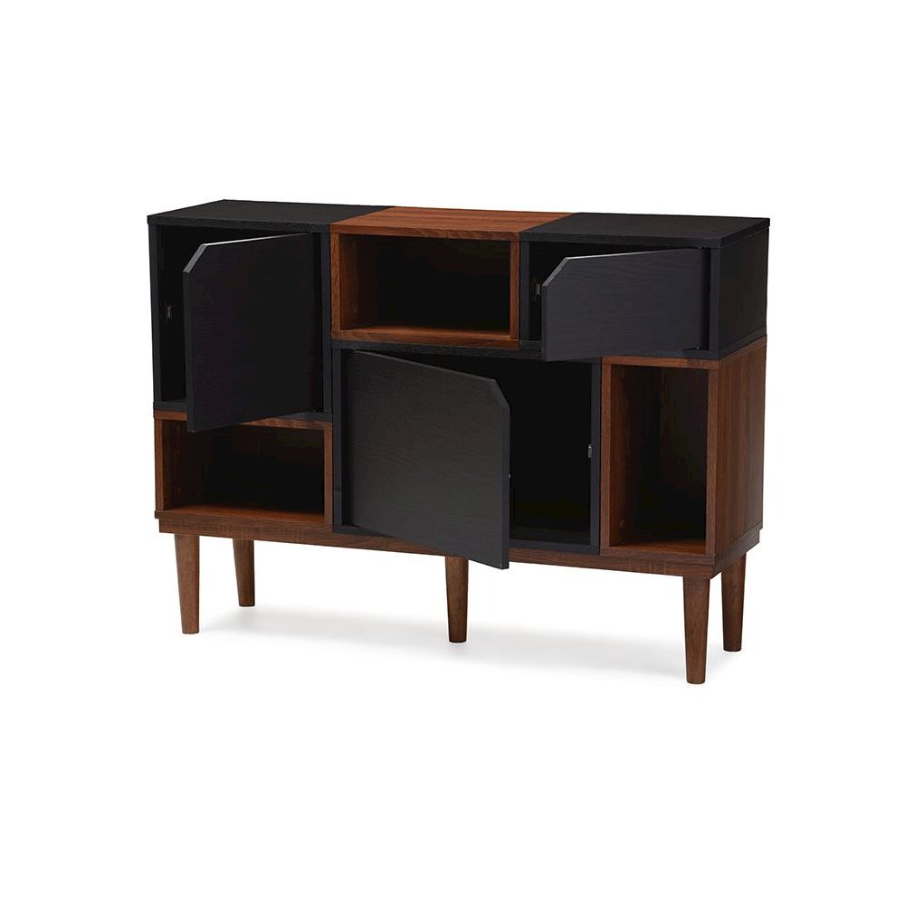 Oak and Espresso Wood Sideboard Storage Cabinet. Picture 2