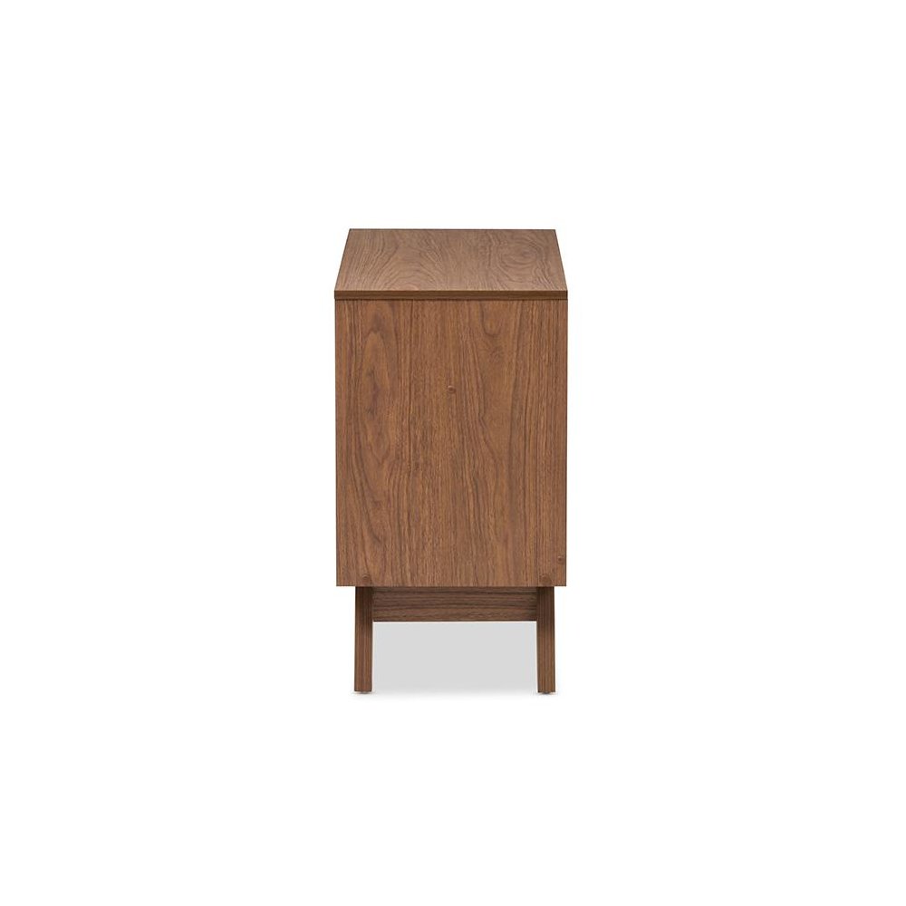 Hildon Mid-Century Modern White and Walnut Wood 3-Drawer Storage Chest. Picture 4