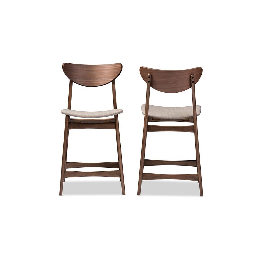 Fabric Upholstered Walnut Wood Finishing 24-Inches Counter Stool (Set of 2). Picture 4