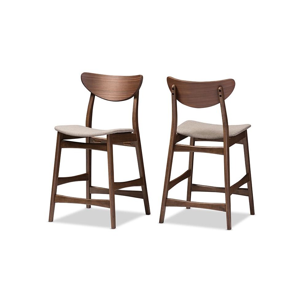 Fabric Upholstered Walnut Wood Finishing 24-Inches Counter Stool (Set of 2). Picture 1