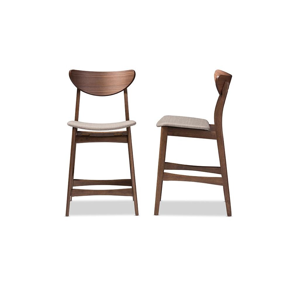 Fabric Upholstered Walnut Wood Finishing 24-Inches Counter Stool (Set of 2). Picture 2