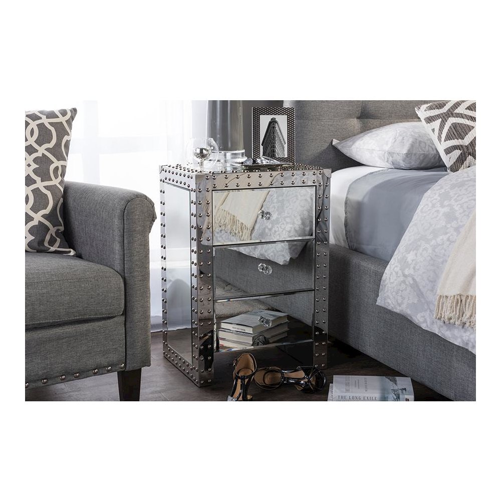 Azura Modern and Contemporary Hollywood Regency Glamour Style End Table. Picture 3