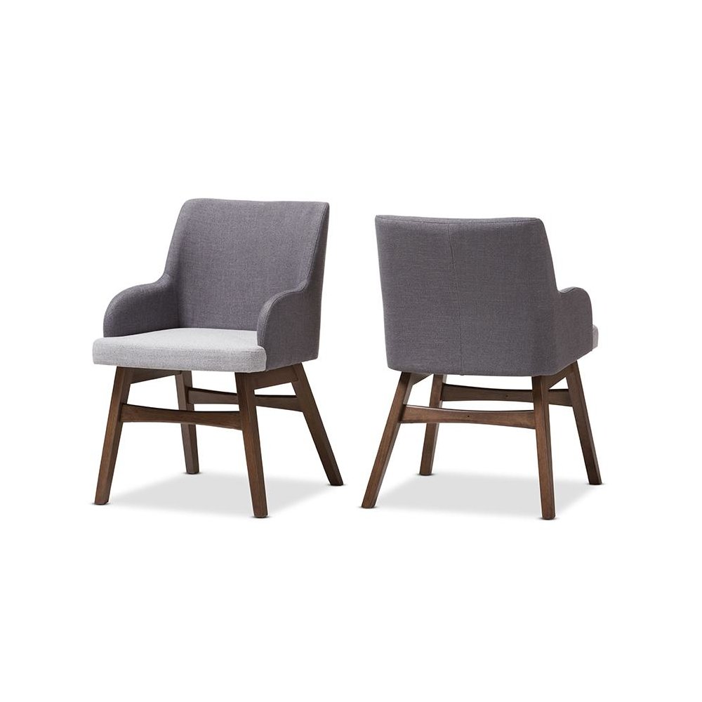 Baxton Studio Monte Mid-Century Modern Two-Tone Grey Fabric Armchair (Set of 2). Picture 1