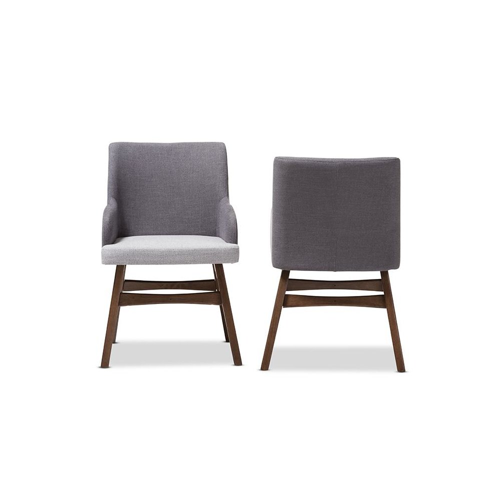 Baxton Studio Monte Mid-Century Modern Two-Tone Grey Fabric Armchair (Set of 2). Picture 2