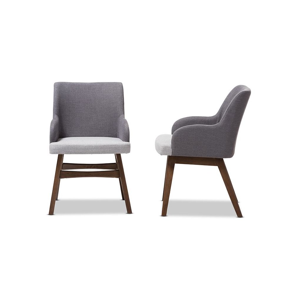 Baxton Studio Monte Mid-Century Modern Two-Tone Grey Fabric Armchair (Set of 2). Picture 3