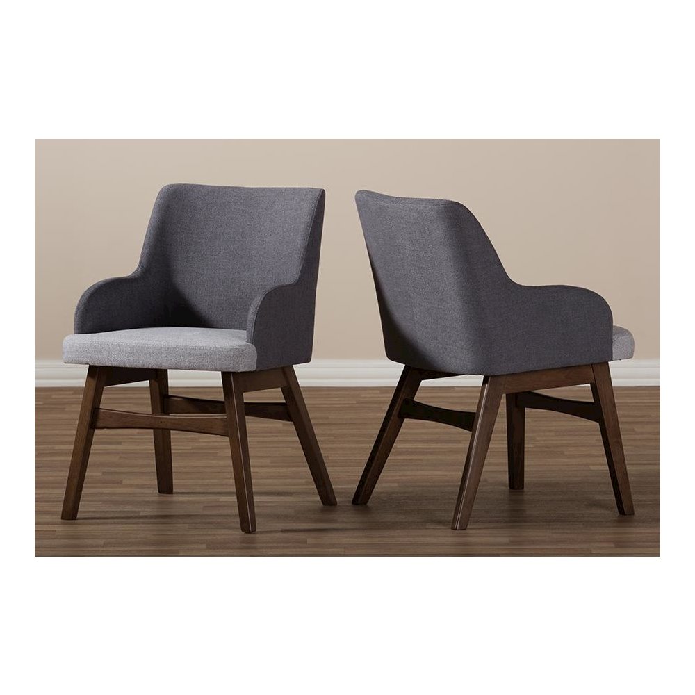 Baxton Studio Monte Mid-Century Modern Two-Tone Grey Fabric Armchair (Set of 2). Picture 7