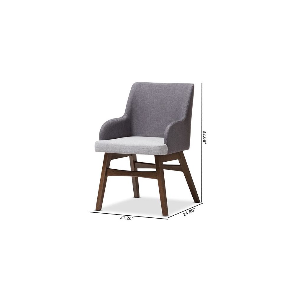Baxton Studio Monte Mid-Century Modern Two-Tone Grey Fabric Armchair (Set of 2). Picture 8