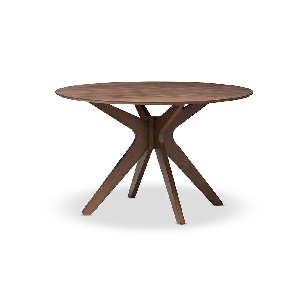 Baxton Studio Monte Mid-Century Modern Walnut Wood 47-Inch Round Dining Table. Picture 1