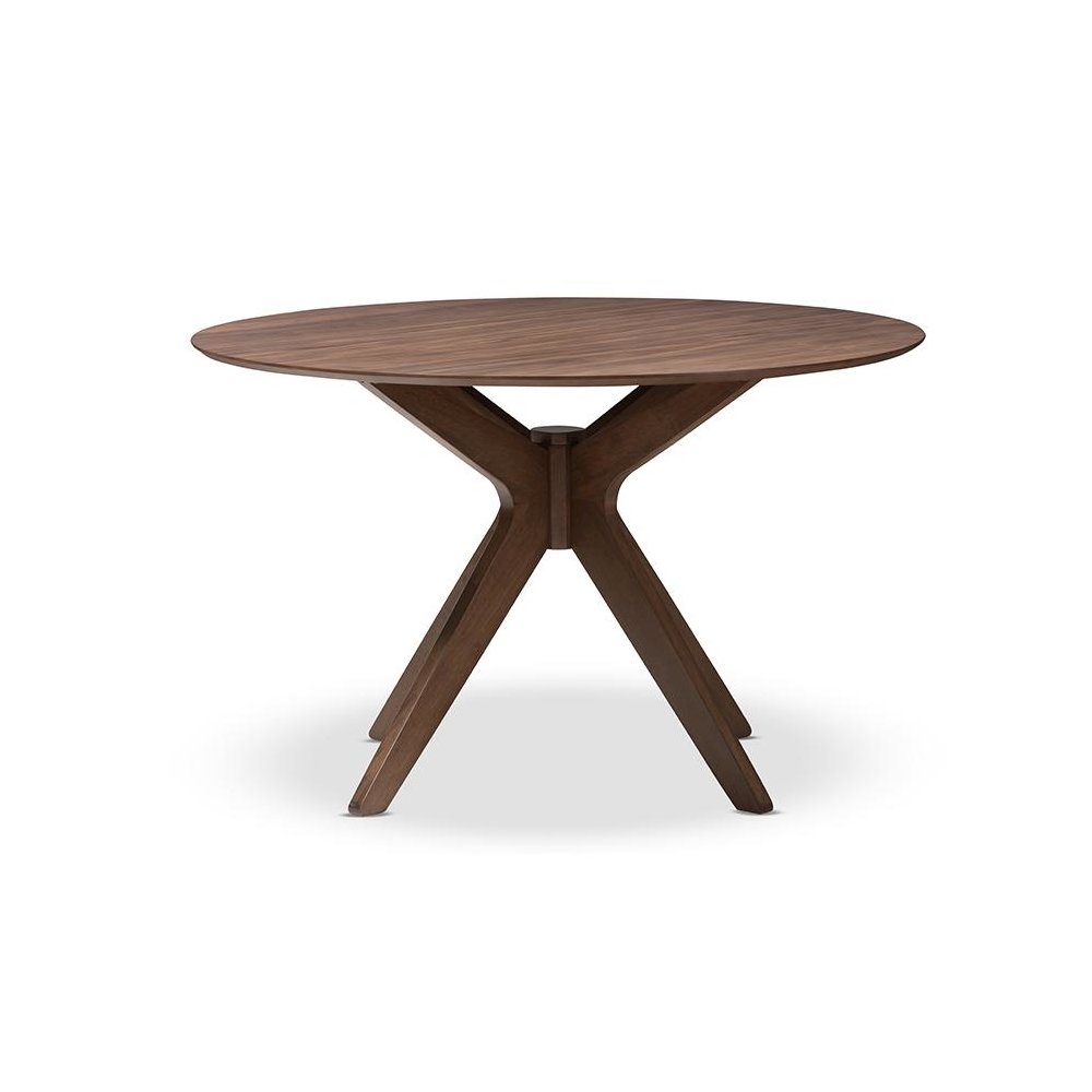 Baxton Studio Monte Mid-Century Modern Walnut Wood 47-Inch Round Dining Table. Picture 2
