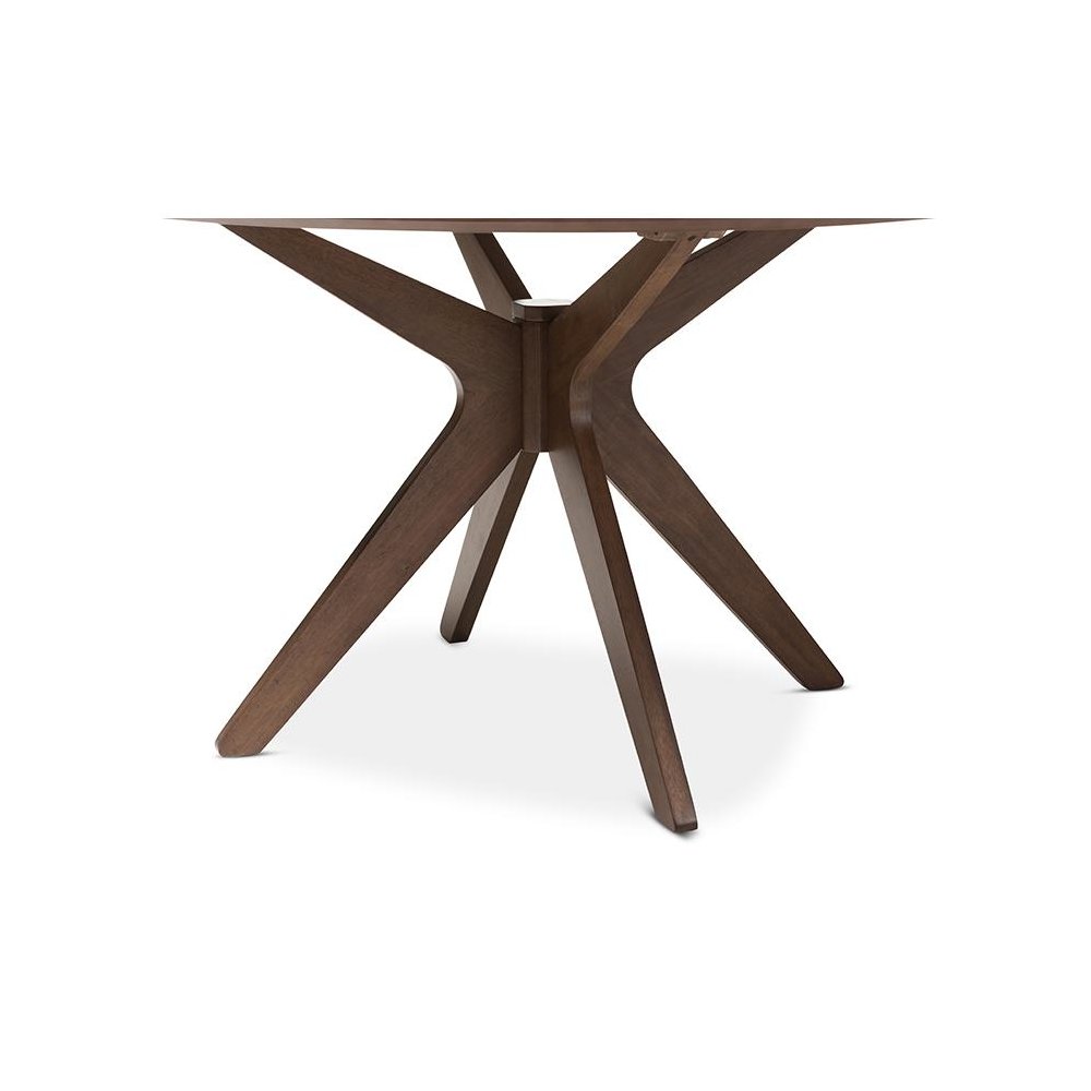 Baxton Studio Monte Mid-Century Modern Walnut Wood 47-Inch Round Dining Table. Picture 4