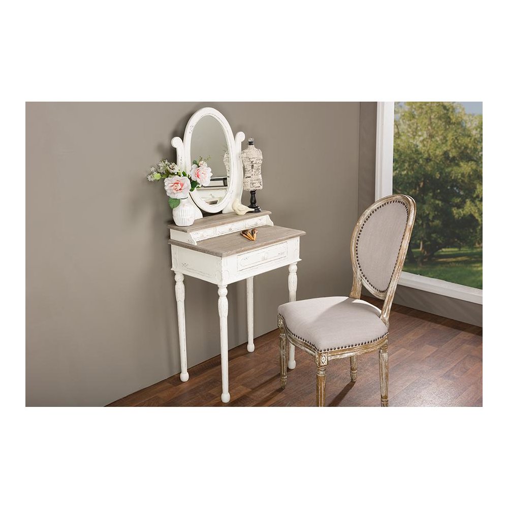 Baxton Studio Anjou Traditional French Accent Dressing Table with Mirror. Picture 7