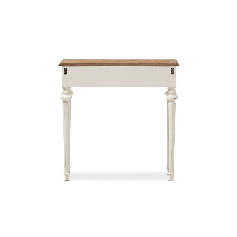 Weathered Oak and White Wash Distressed Finish Wood Two-Tone Console Table. Picture 4