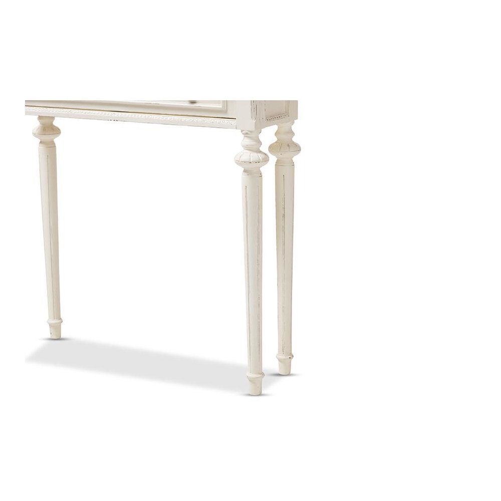 Weathered Oak and White Wash Distressed Finish Wood Two-Tone Console Table. Picture 6