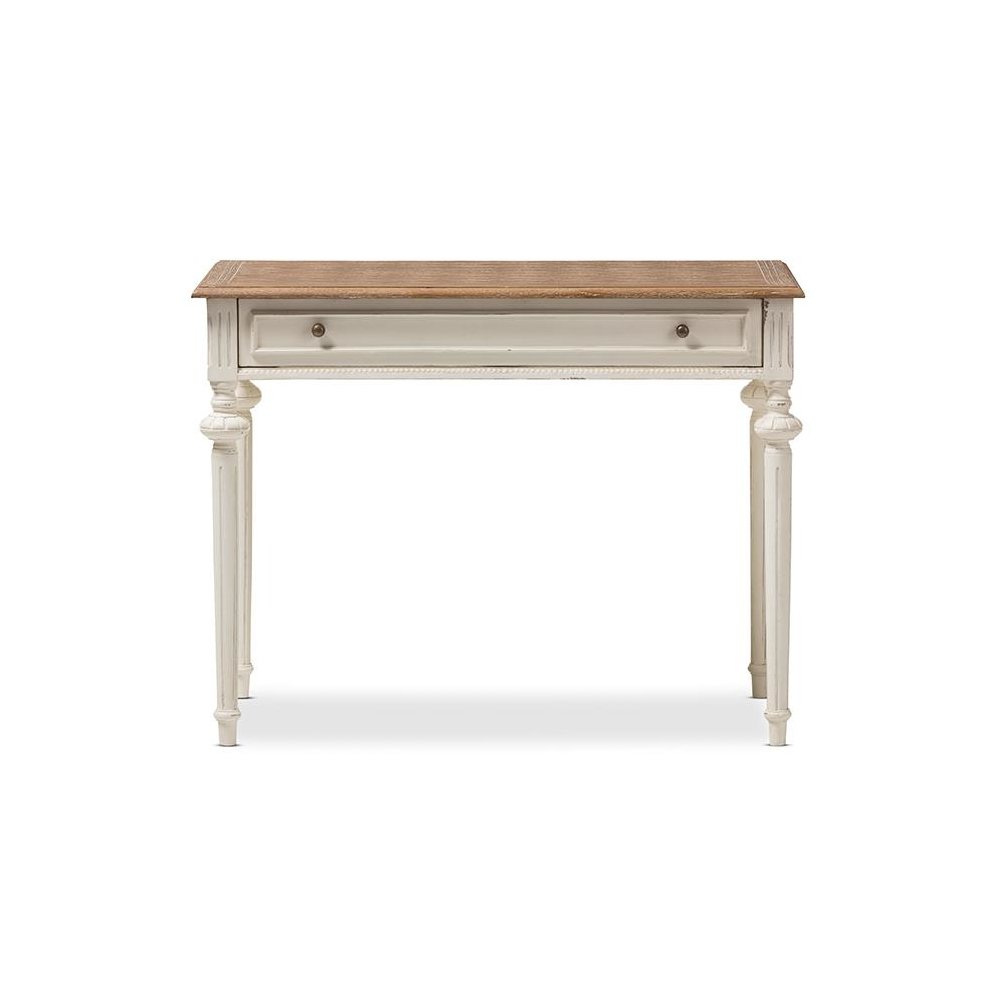 Marquetterie French Provincial Weathered Oak and Whitewash Writing Desk. Picture 2