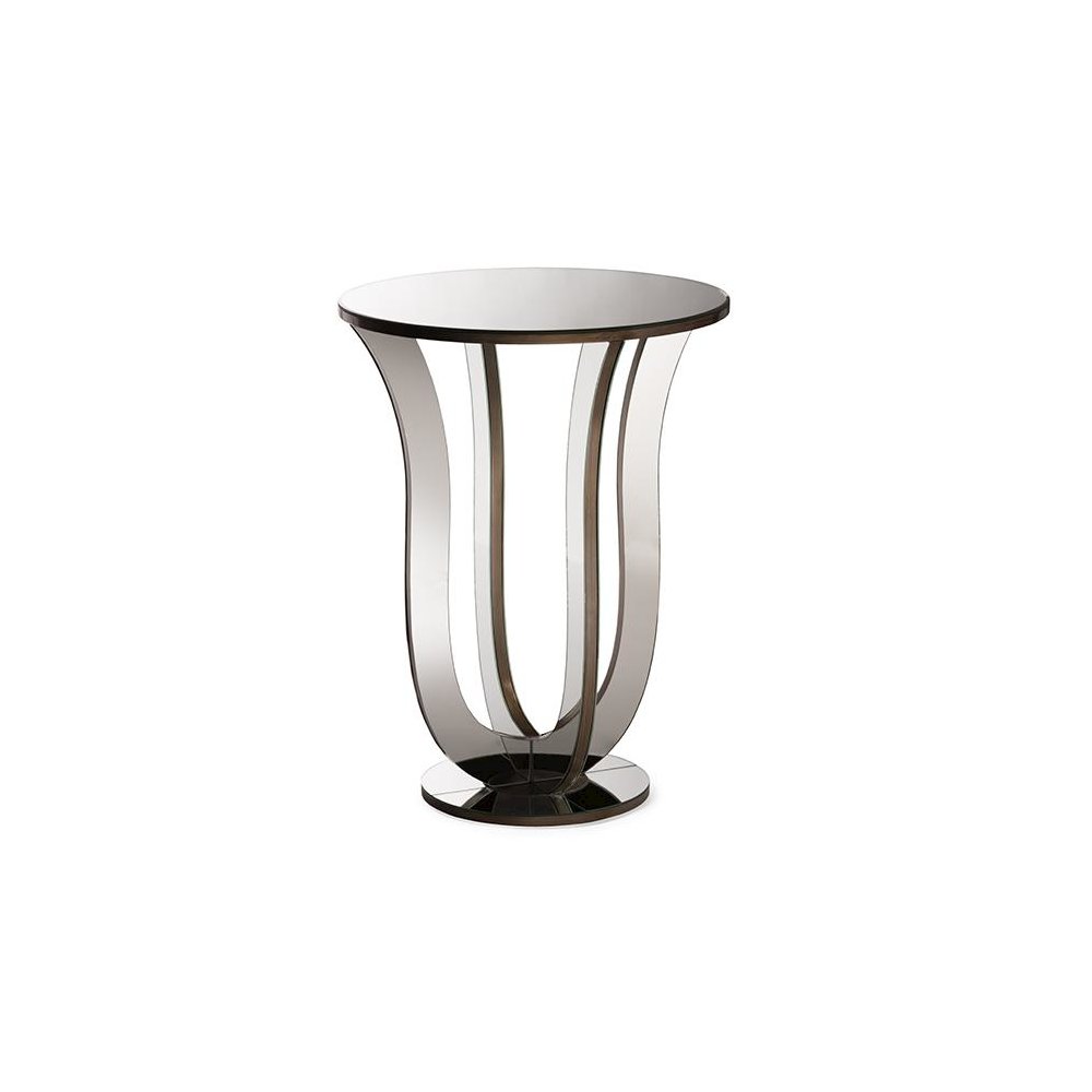 Hollywood Regency Glamour Style Mirrored Accent Side Table. Picture 3