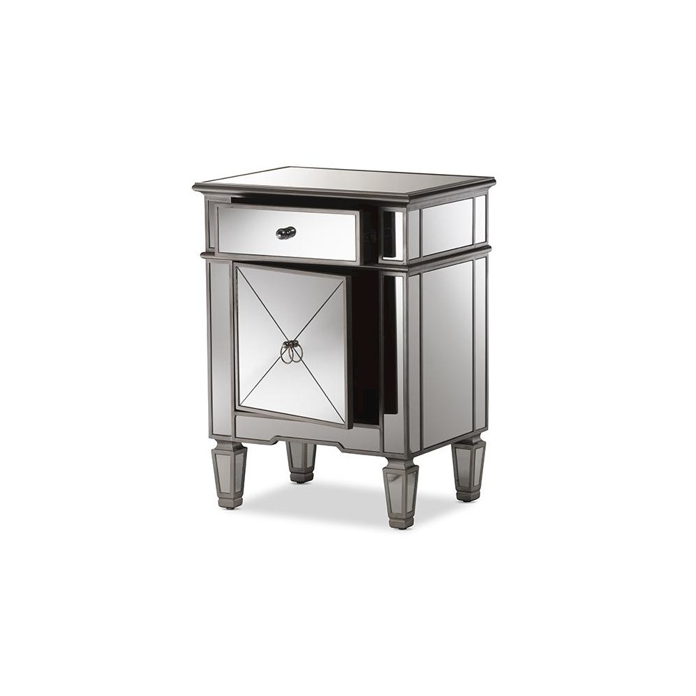 Baxton Studio Claudia Hollywood Regency Glamour Style Mirrored End Table. Picture 2