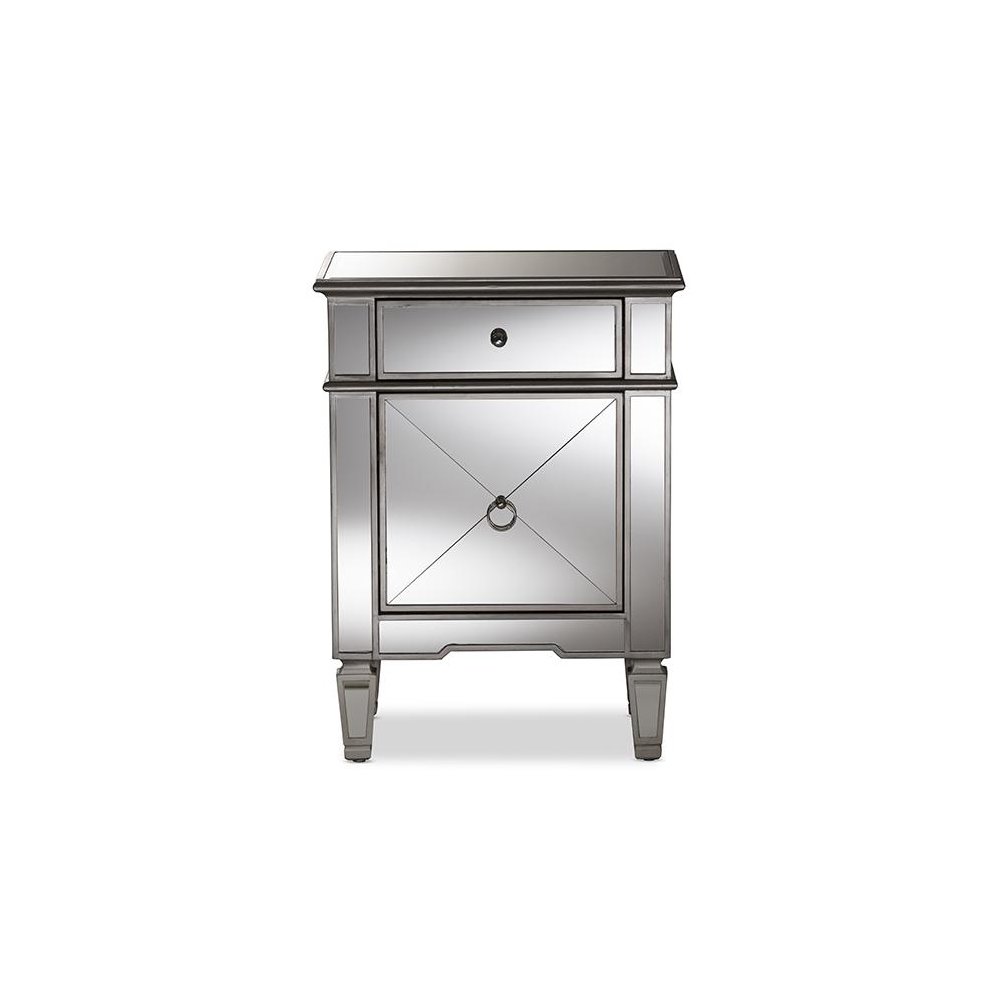Baxton Studio Claudia Hollywood Regency Glamour Style Mirrored End Table. Picture 3