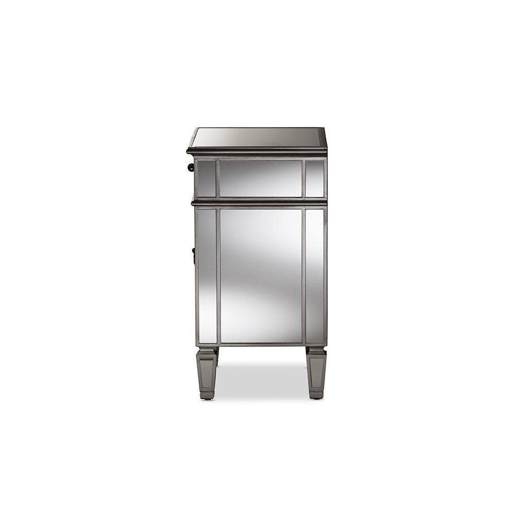 Baxton Studio Claudia Hollywood Regency Glamour Style Mirrored End Table. Picture 4