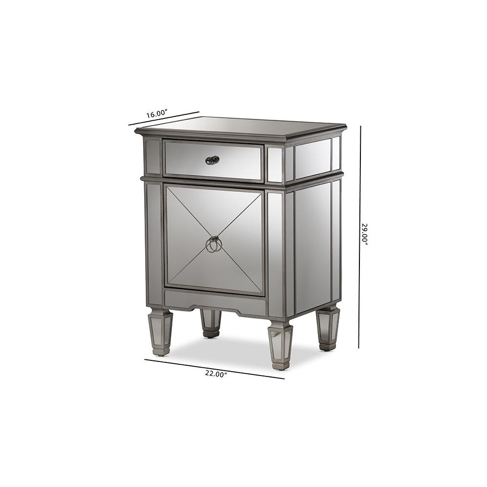 Baxton Studio Claudia Hollywood Regency Glamour Style Mirrored End Table. Picture 8