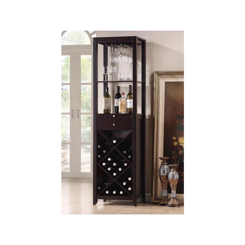 Baxton Studio Austin Brown Wood Modern Wine Tower. Picture 1