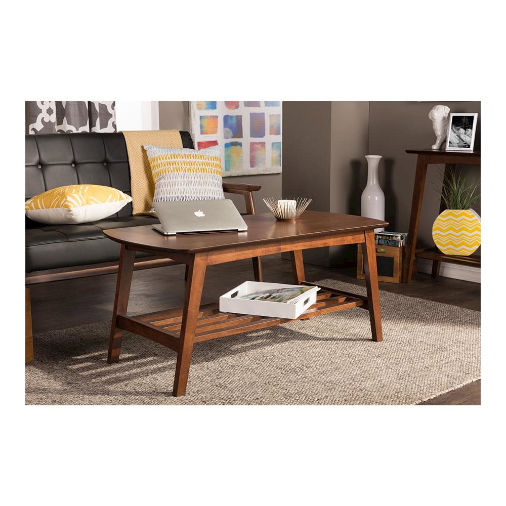 Sacramento Mid-century Modern Scandinavian Style Dark Walnut Coffee Table. Picture 4