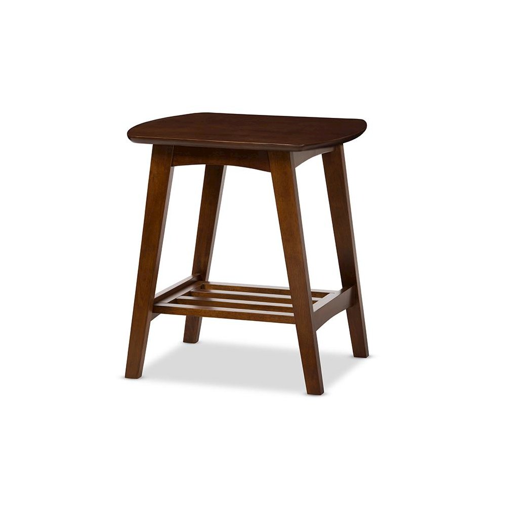 Sacramento Mid-century Modern Scandinavian Style Dark Walnut End Table. Picture 1