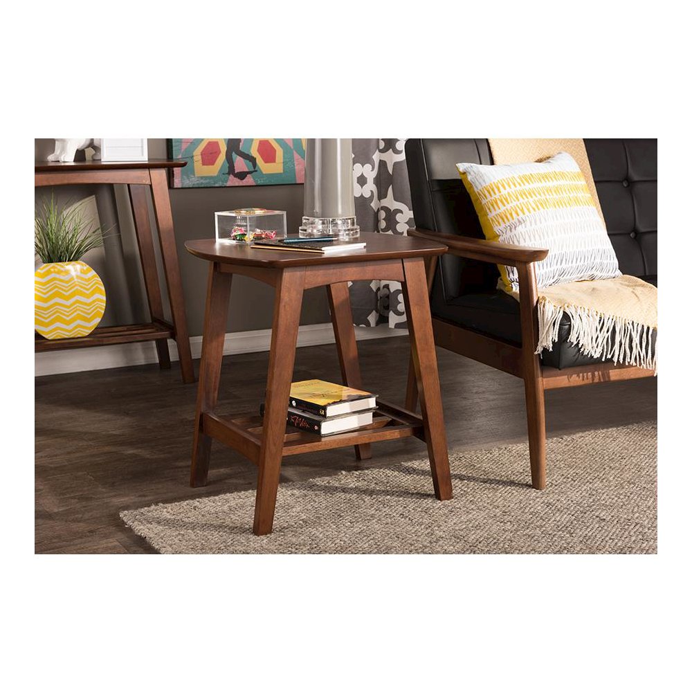 Sacramento Mid-century Modern Scandinavian Style Dark Walnut End Table. Picture 3