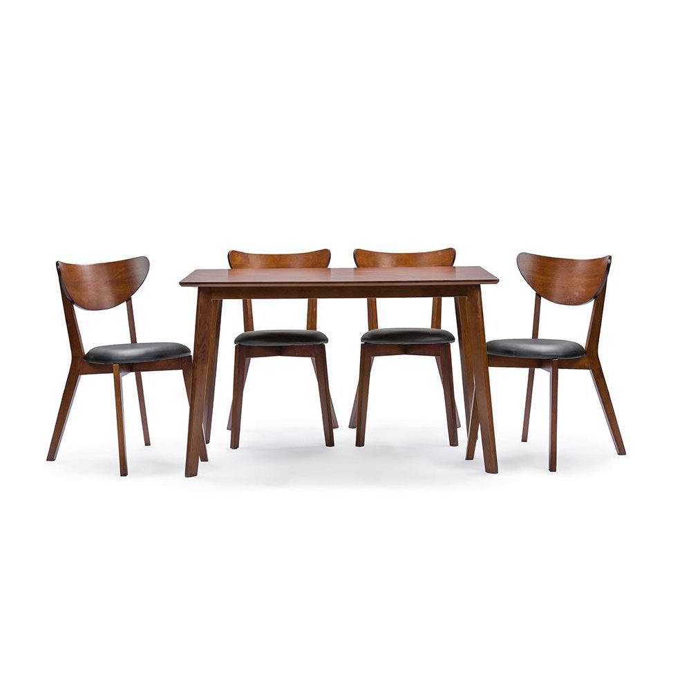 Sumner Mid-Century Style "Walnut" Brown 5-Piece Dining Set. Picture 3