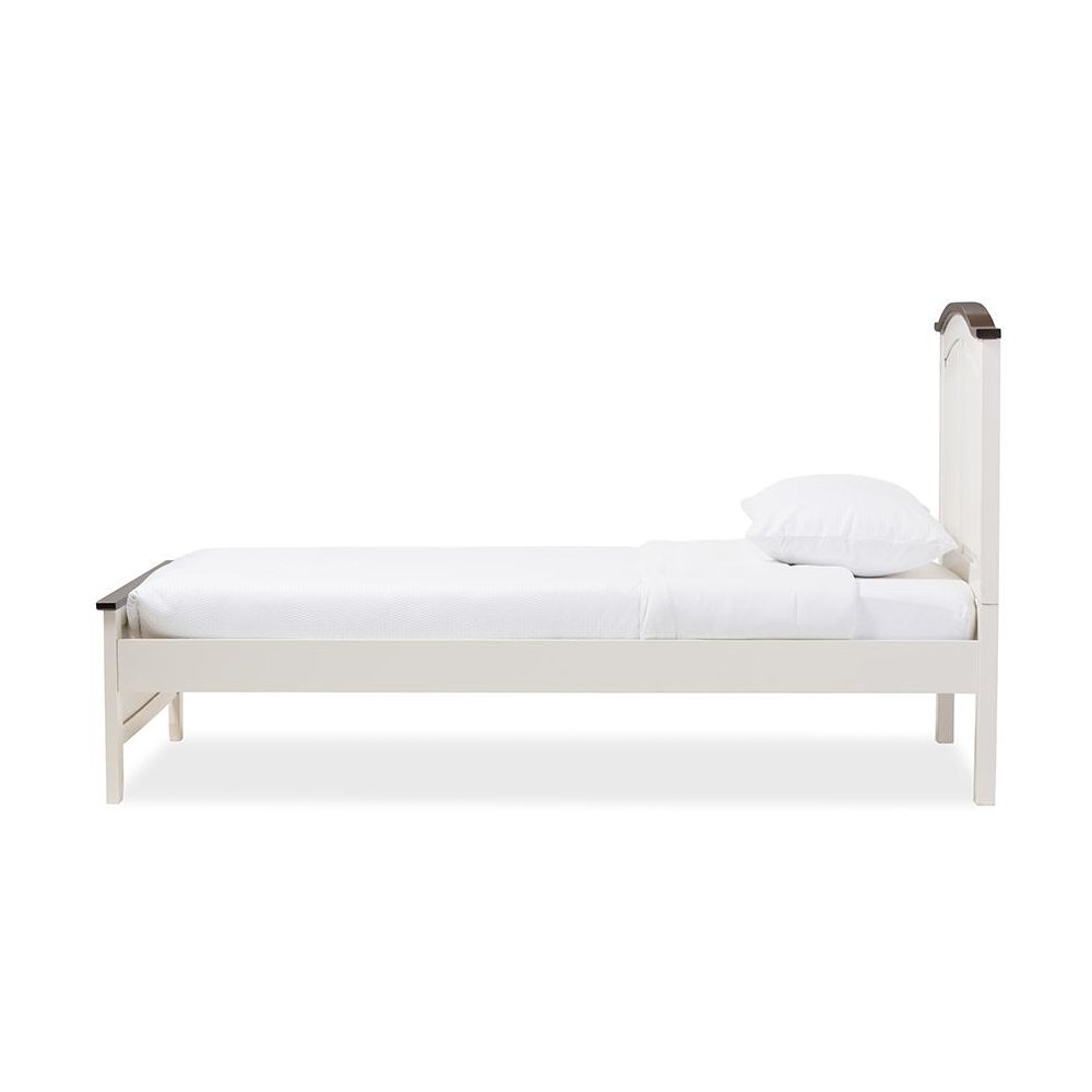 Harry Classic Butter Milk and Walnut Finishing Twin Size Platform Bed. Picture 2