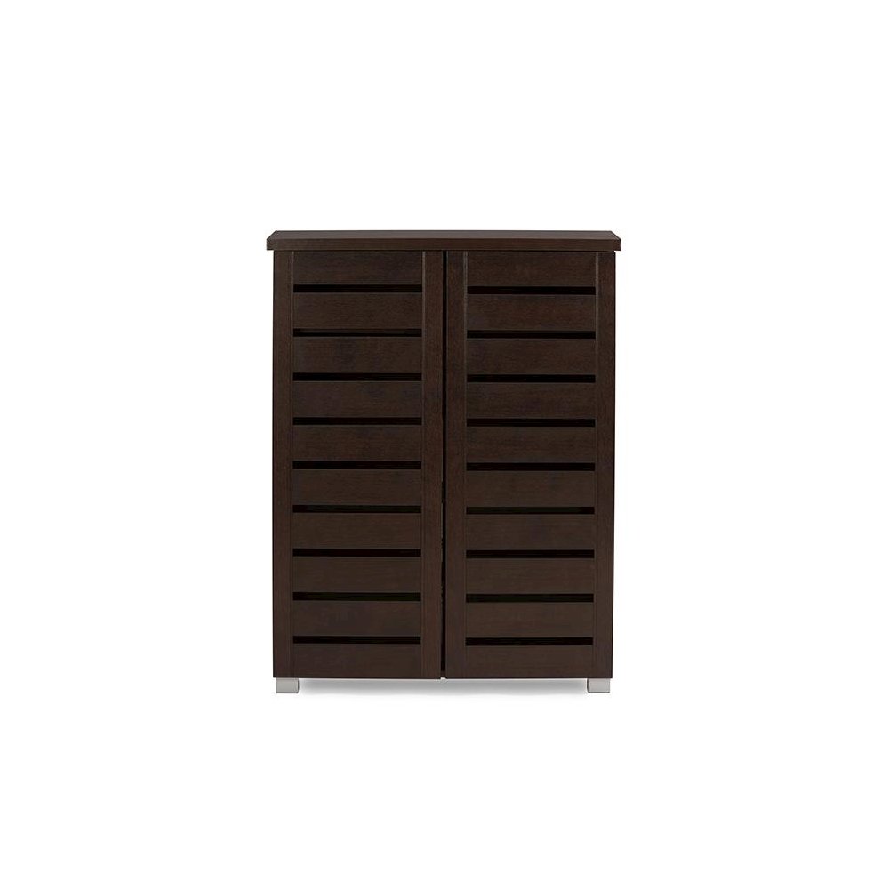 2-Door Dark Brown Wooden Entryway Shoes Storage Cabinet. Picture 5