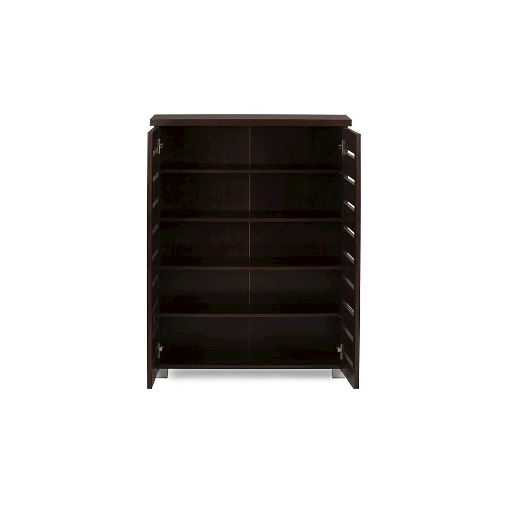 2-Door Dark Brown Wooden Entryway Shoes Storage Cabinet. Picture 1